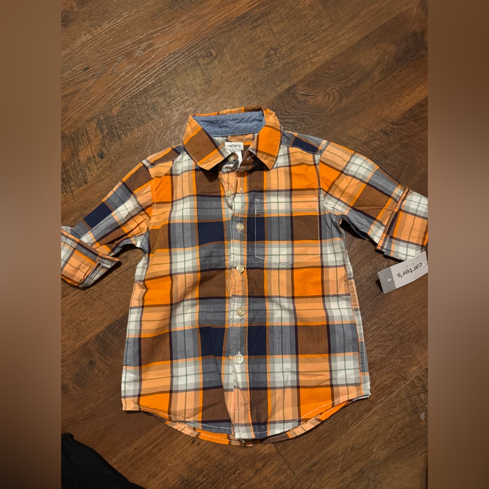 Carter's Orange and Blue Plaid Kids Jacket